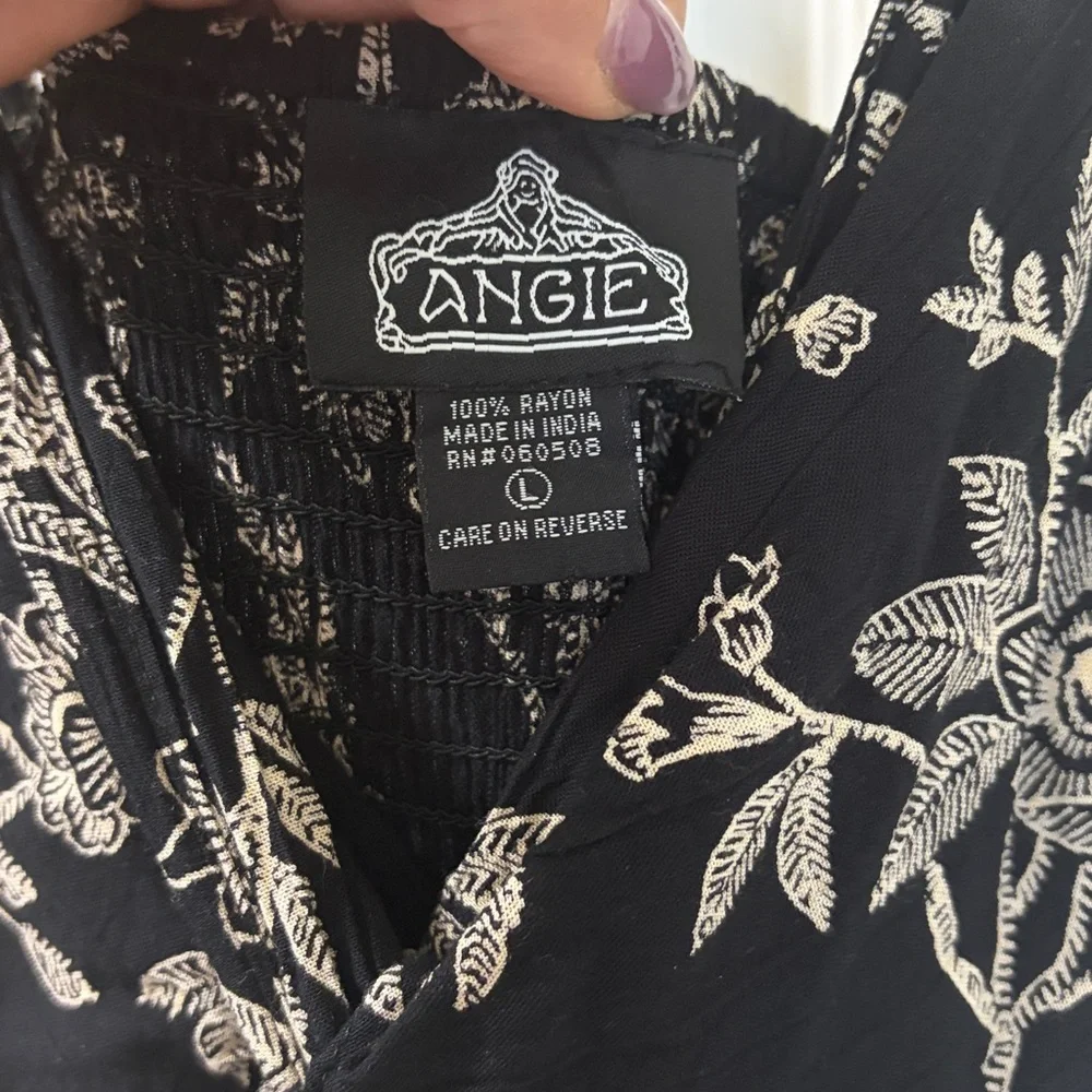 Angie Black Wide Leg Jumpsuit with Cream Floral Print - Picture 4 of 7